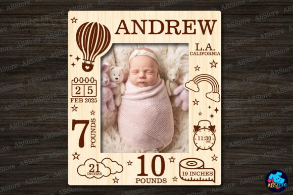 Download Baby Announcement Photo Frame Laser Cut - Photo frame Collection