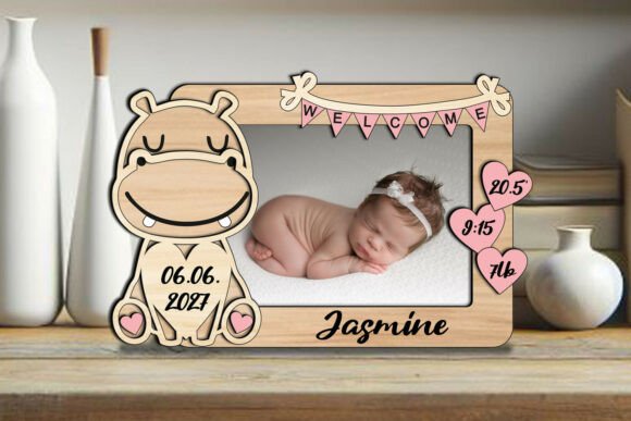Download Hippo Baby Photo Frame Board Newborn Pic - Photo frame Collection