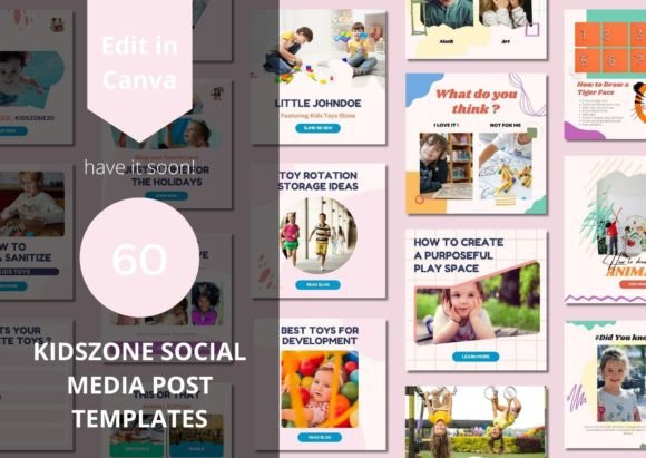 Download 60 Kidszone Social Media Canva Templates - Social Collection
