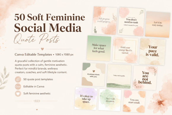 Download 50 Soft Feminine Social Media Quote Post - Social Collection