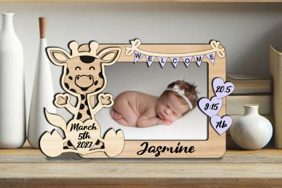 Download Giraffe Baby Photo Frame Board Newborn - Photo frame Collection