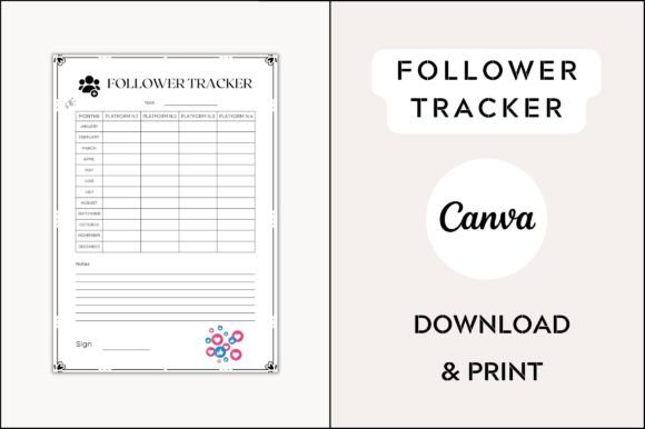 Download Social Media Follower Tracker Printable - Social Collection