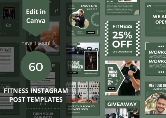 Download 60 Fitness Social Media Canva Templates - Social Collection